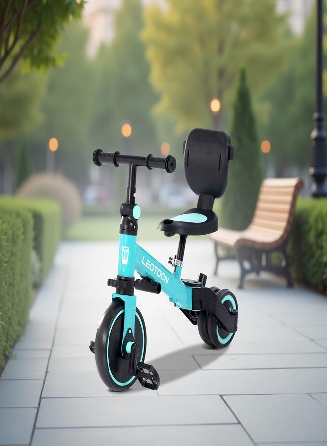 Leotoon 4 in 1 Trot n Roll Tricycle, 3 Mute EVA Wheels, Big Wheel Hub, Steel Frame, Non Slip Tyres, Extendable Push Handle, Convertible to Balance Bike, Blue, 2 to 6 Years - Image 1